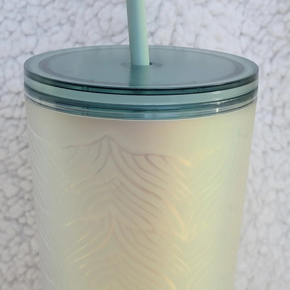 Starbucks 2021 Iridescent Mermaid Tail 24 Oz. Cold Cup Tumbler Teal Lid Straw - Picture 3 of 7